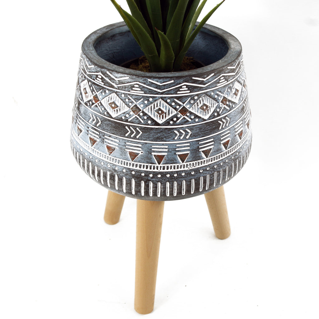 Large Blue Composite Planter with Stand