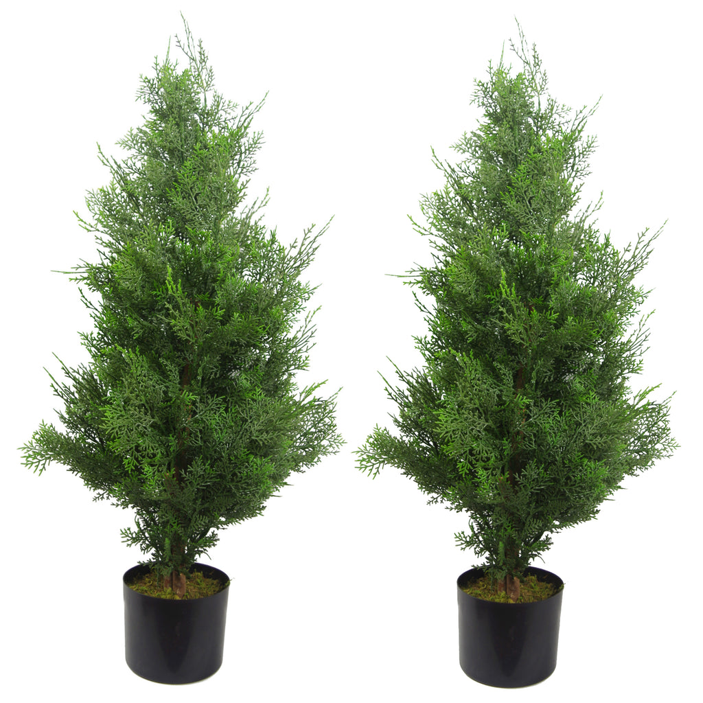 90cm Pair of Artificial Cypress Topiary Trees