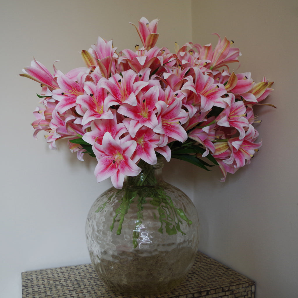 12 x 60cm Artificial Lily Stems - Pink - 144 Flowers