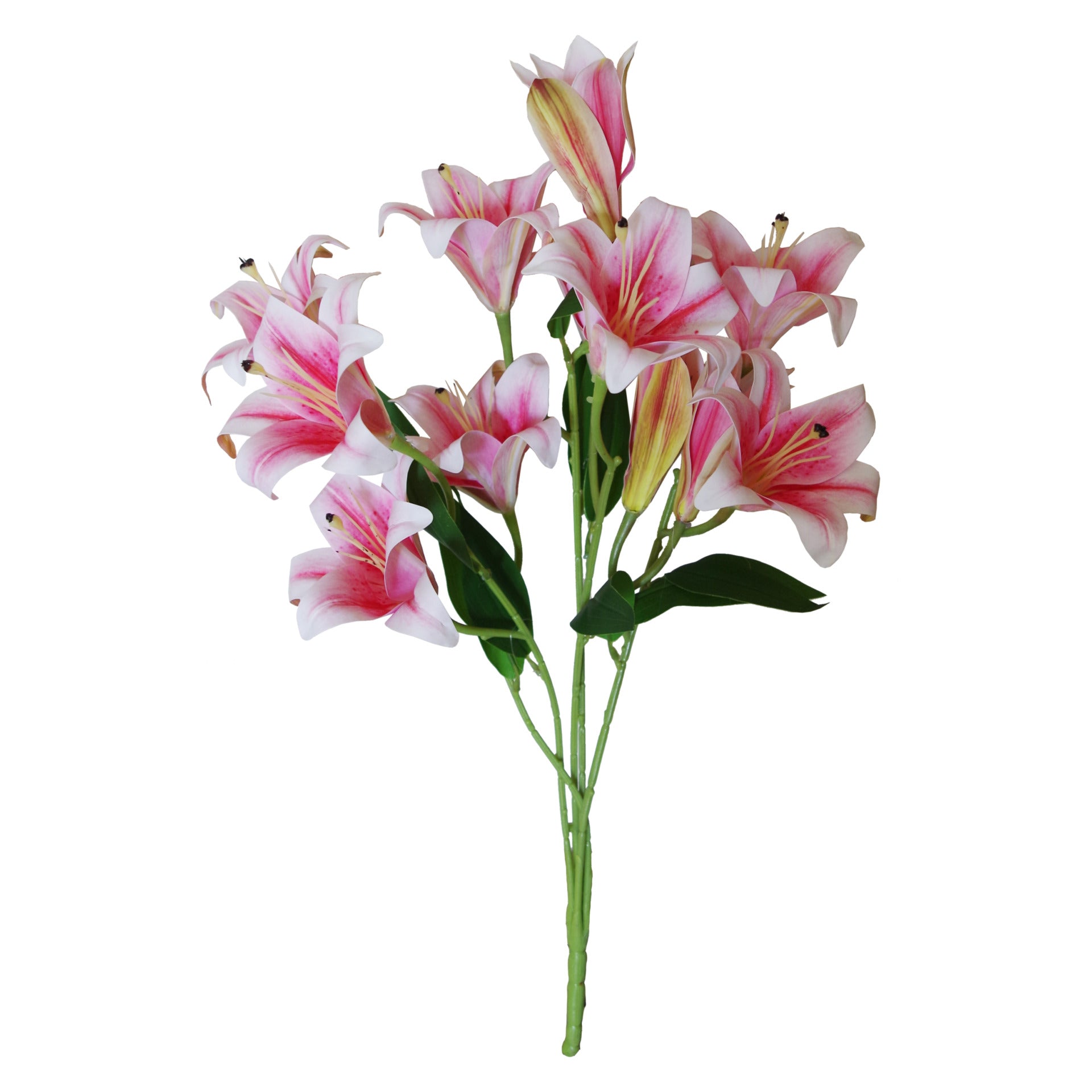 12 x 60cm Artificial Lily Stems - Pink - 144 Flowers