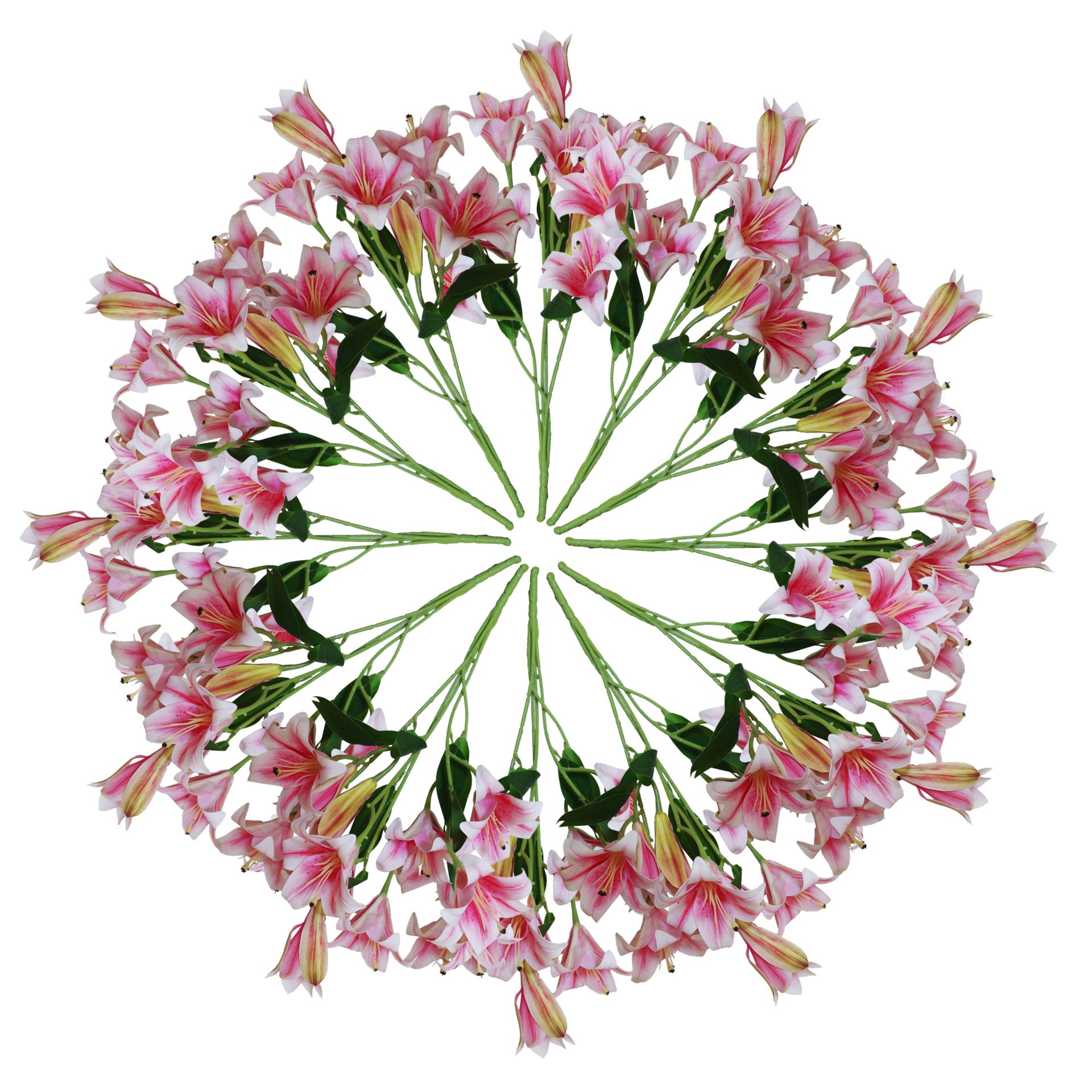12 x 60cm Artificial Lily Stems - Pink - 144 Flowers