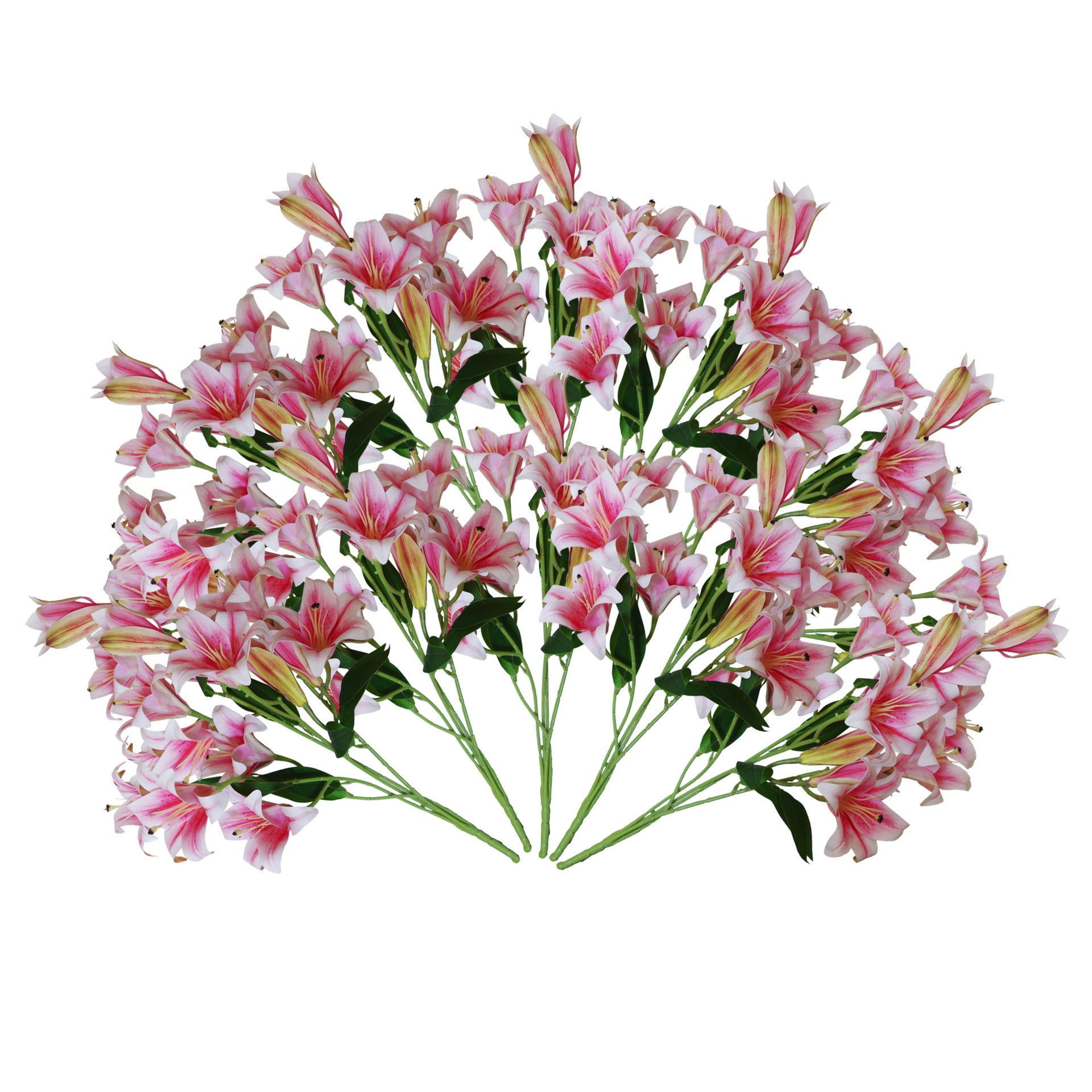 12 x 60cm Artificial Lily Stems - Pink - 144 Flowers