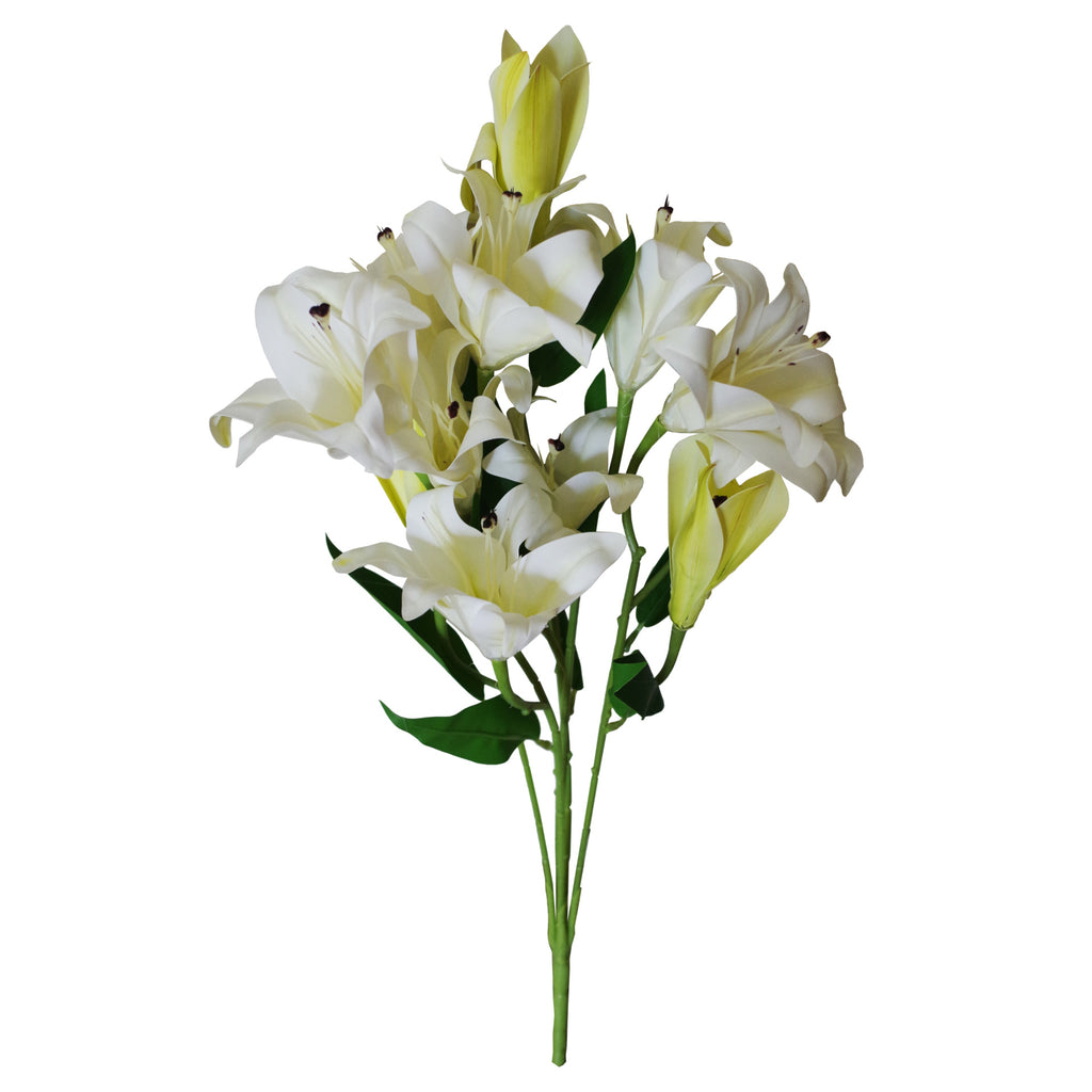 12 x 60cm Artificial Lily Stem White (144 Flowers)
