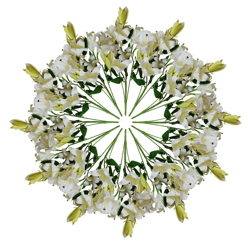 12 x 60cm Artificial Lily Stem - White - 144 Flowers