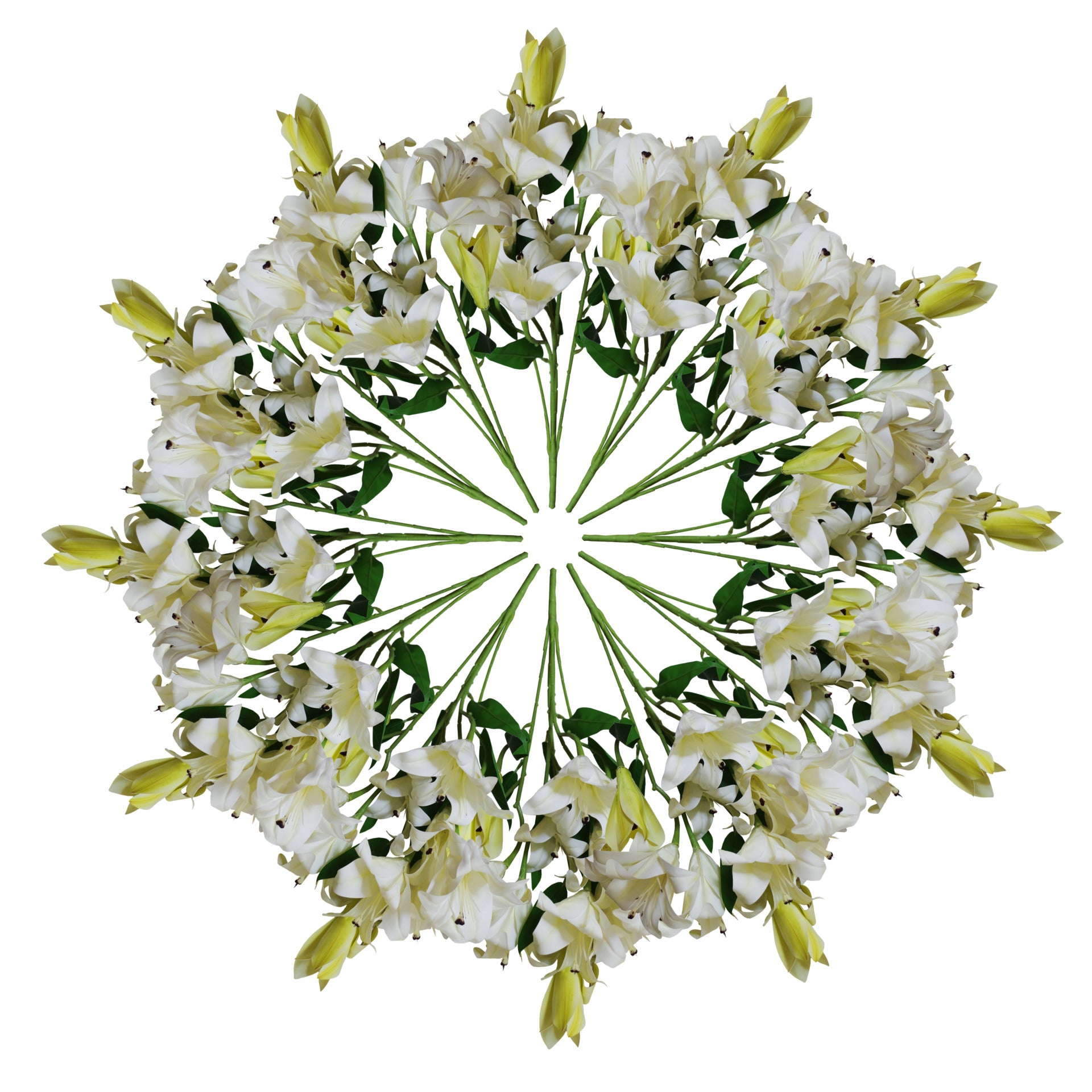 12 x 60cm Artificial Lily Stem - White - 144 Flowers