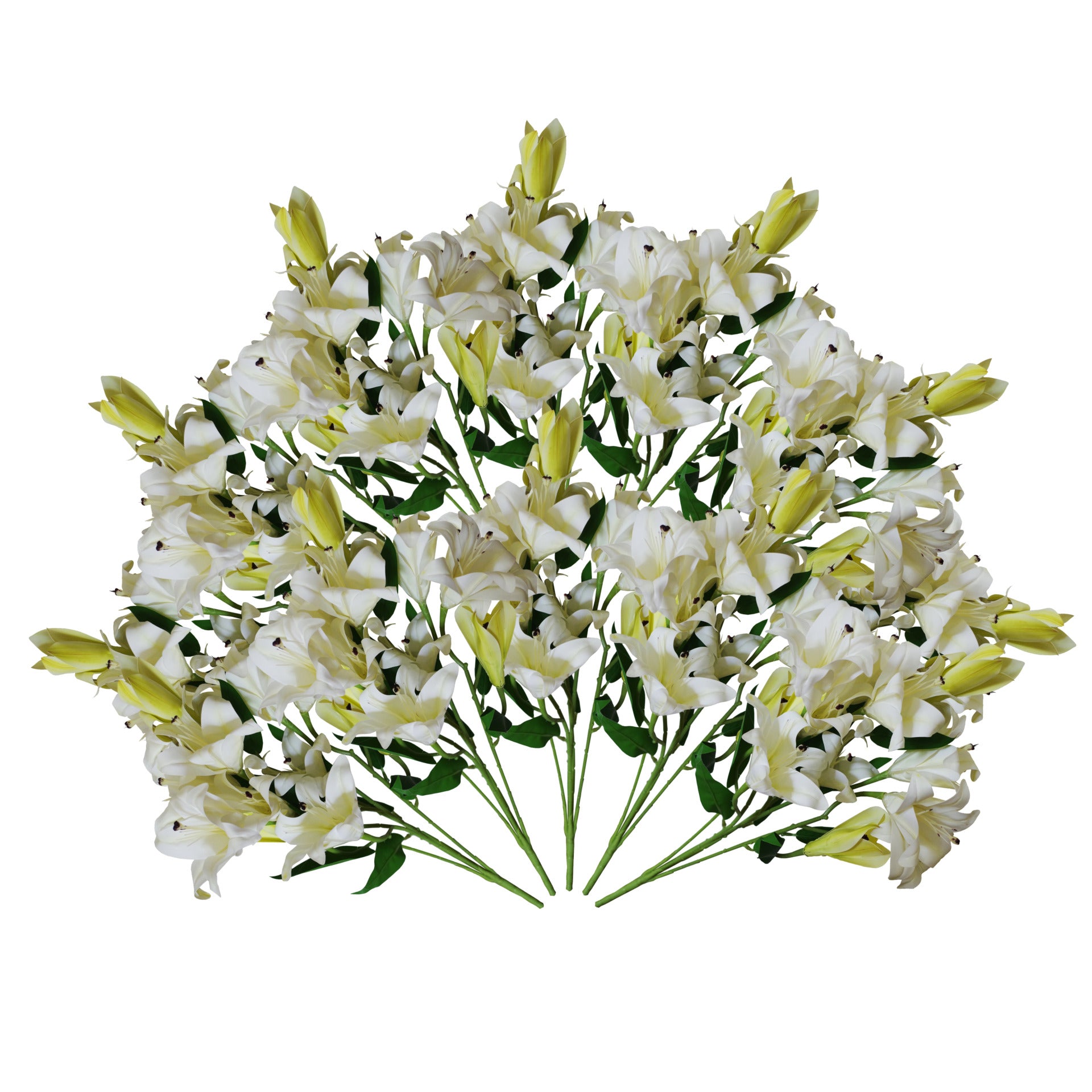 12 x 60cm Artificial Lily Stem - White - 144 Flowers