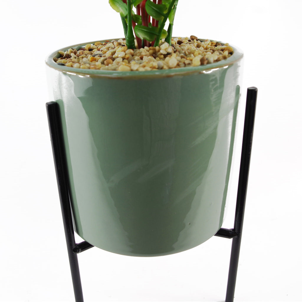 40cm Artificial Fern with Ceramic Planter & Stand