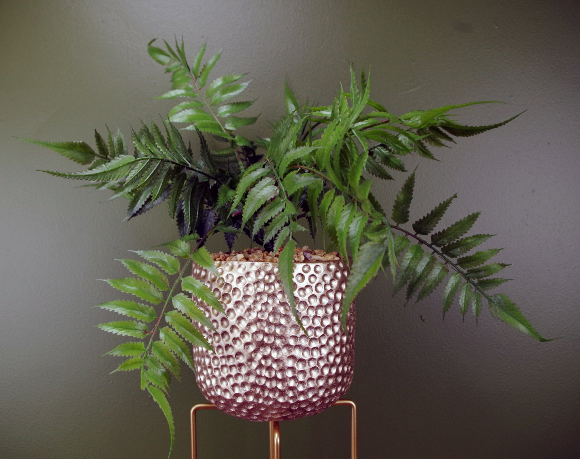 60cm Artificial Fern Plant Potted in Planter with Metal Stand