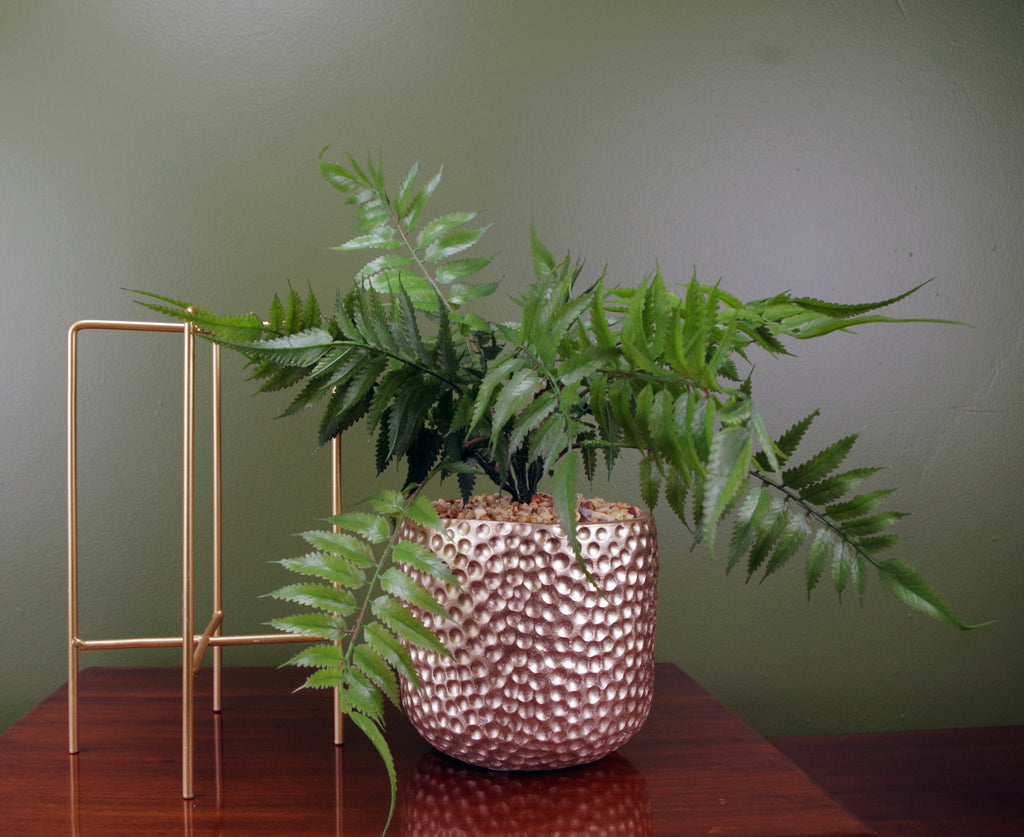 60cm Artificial Fern Plant Potted in Planter with Metal Stand