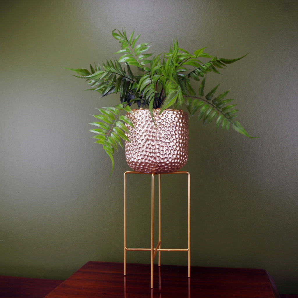 60cm Artificial Fern Plant Potted in Planter with Metal Stand