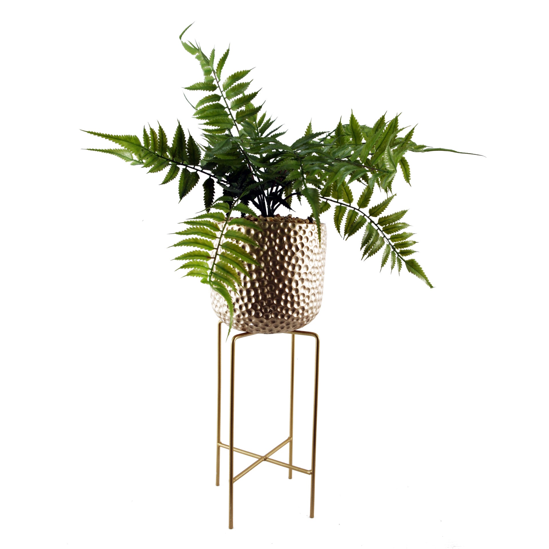 60cm Artificial Fern Plant with Metal Stand & Planter