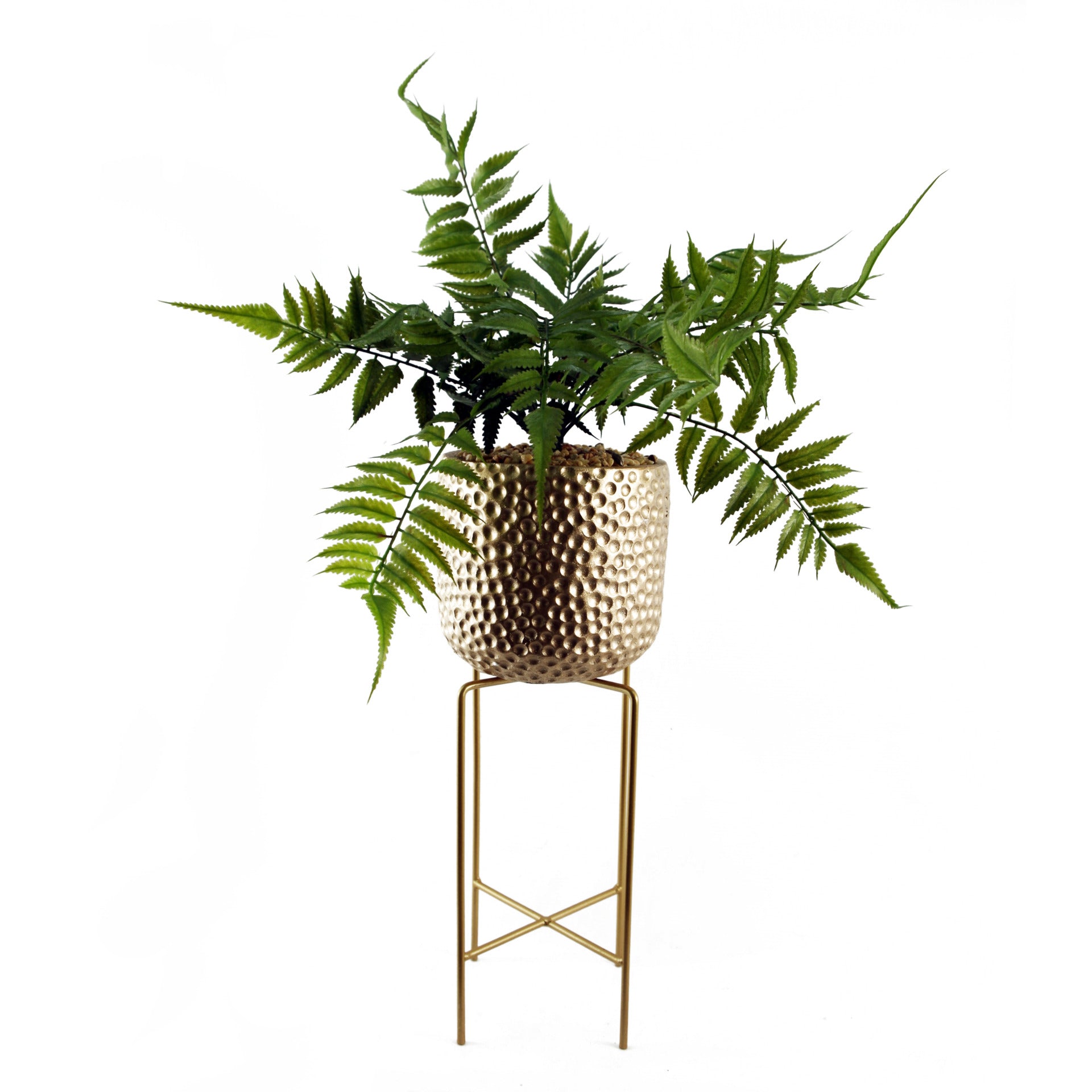 60cm Artificial Fern Plant with Metal Stand & Planter