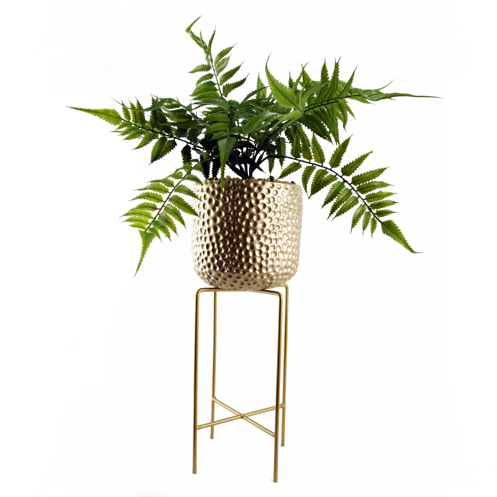 60cm Artificial Fern Plant with Metal Stand & Planter