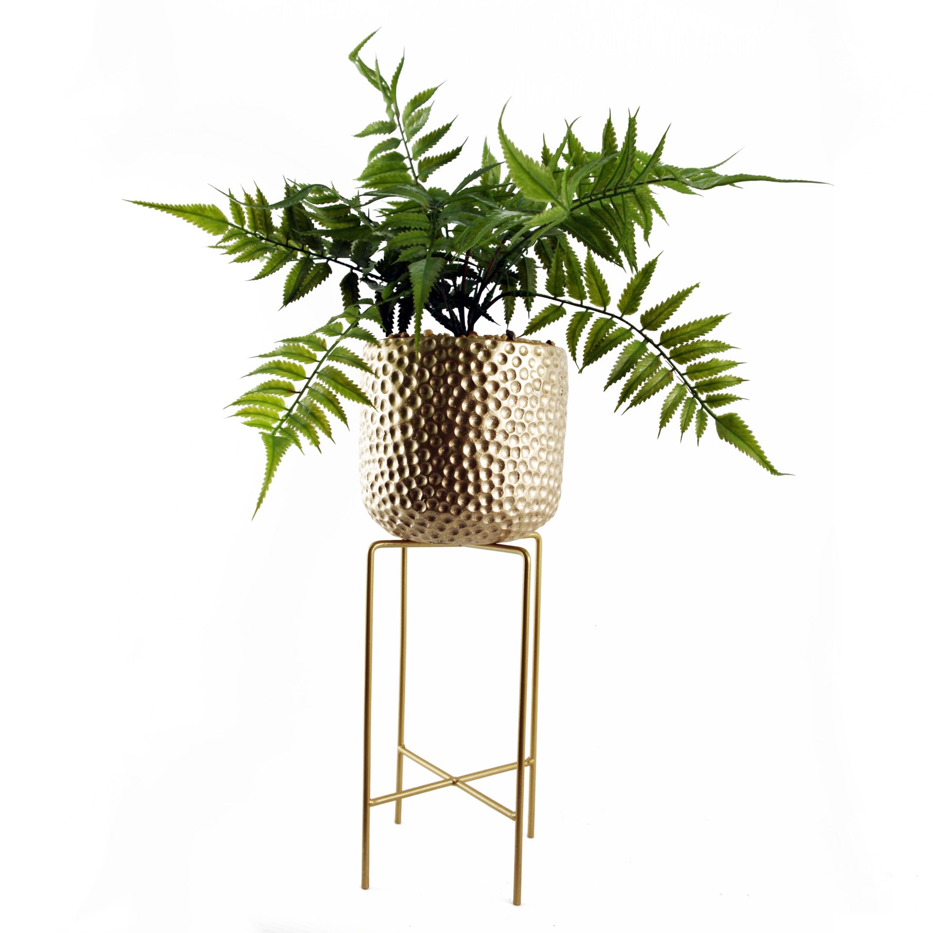 60cm Artificial Fern Plant with Metal Stand & Planter