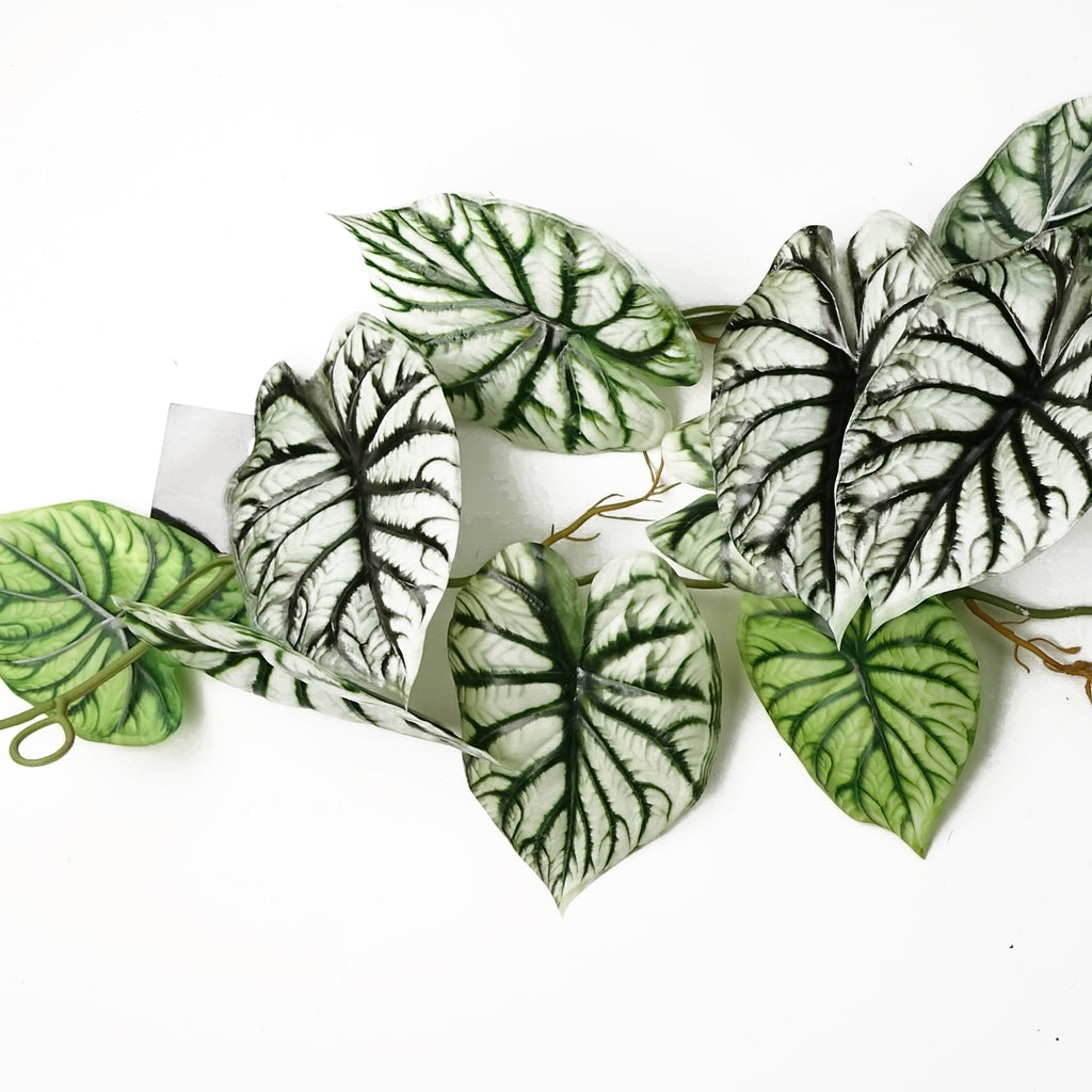 120cm Artificial Hanging Trailing Plant Alocasia Dragon Scale Light