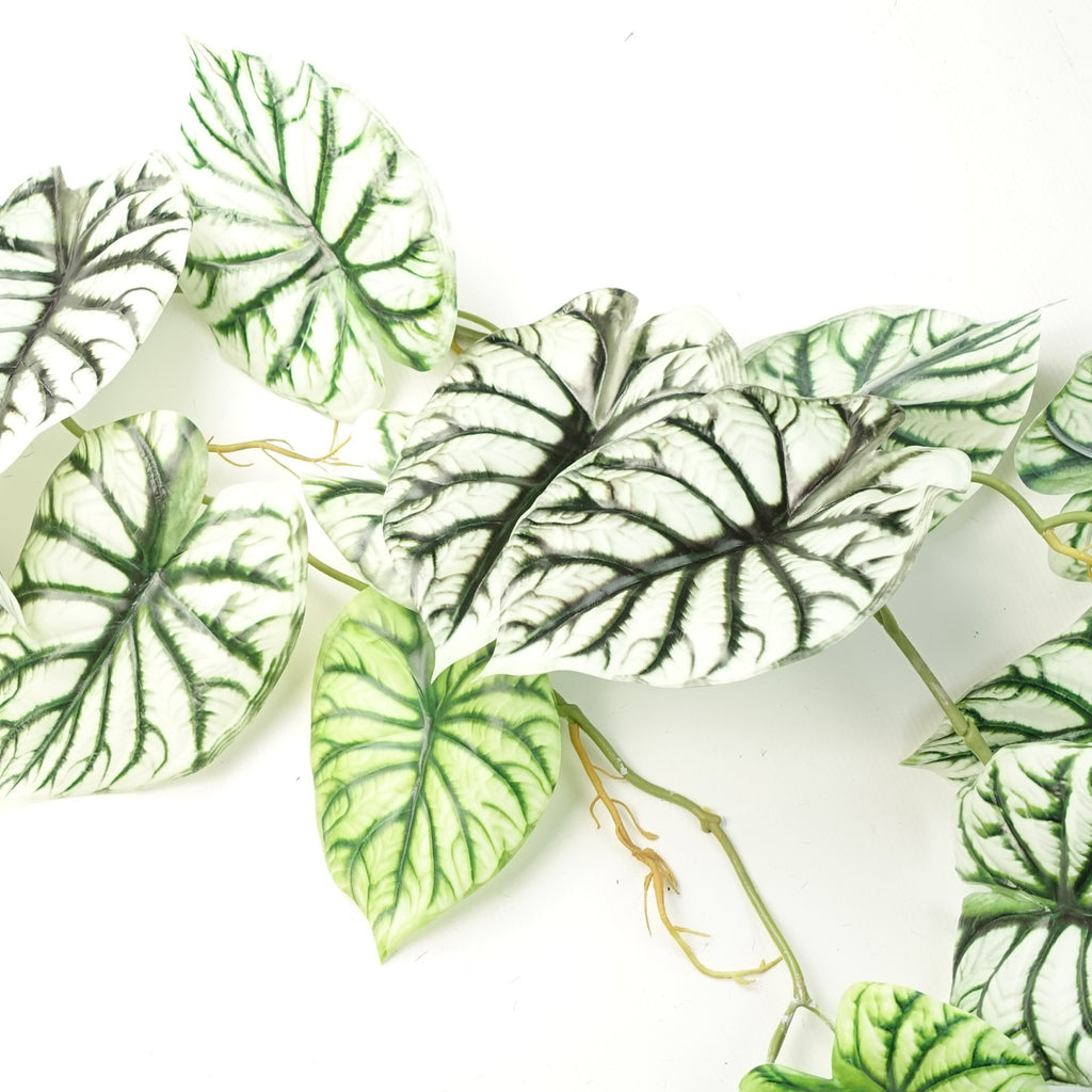 120cm Artificial Hanging Trailing Plant Alocasia Dragon Scale Light