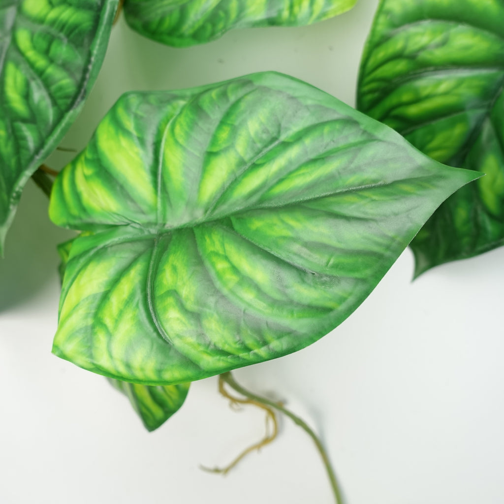 6 x 120cm Artificial Hanging Trailing Plant Alocasia Dragon Scale Green