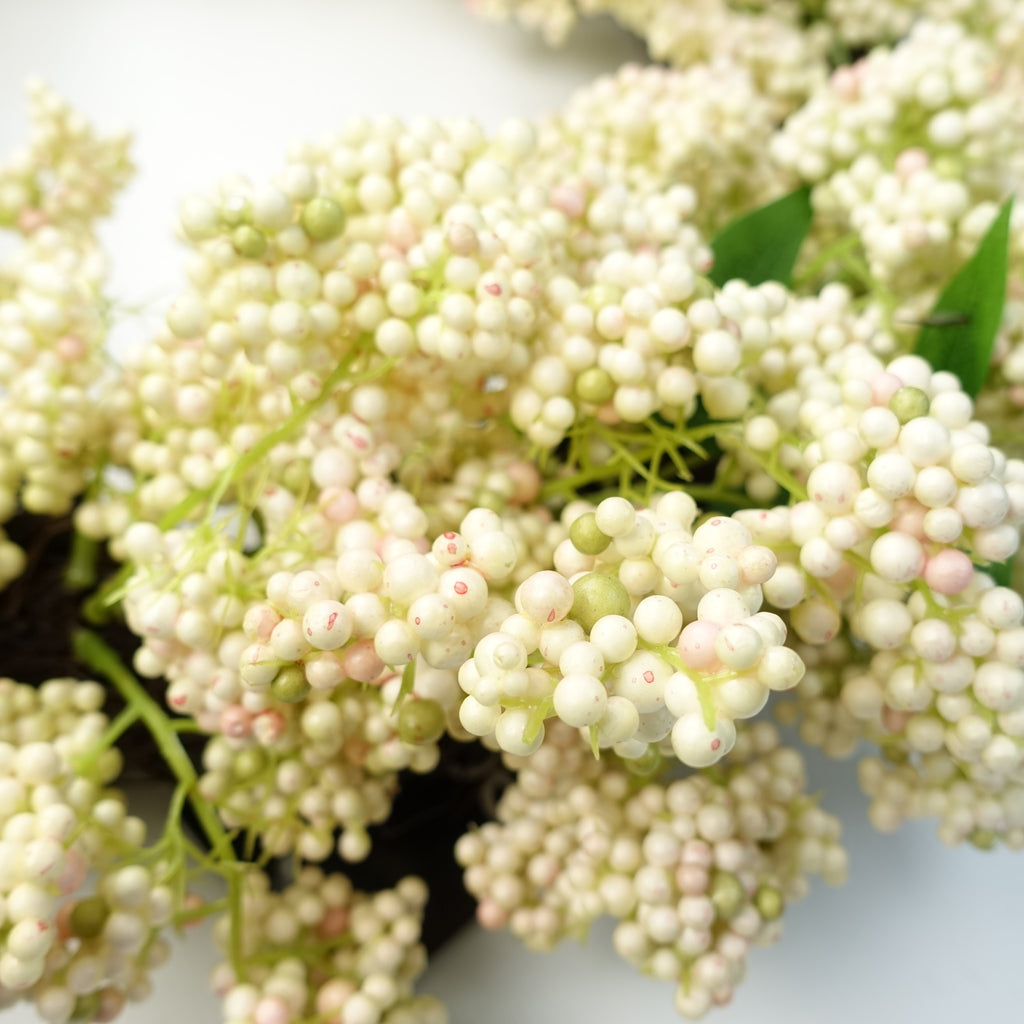 55cm Artificial Hanging White Berry Wreath