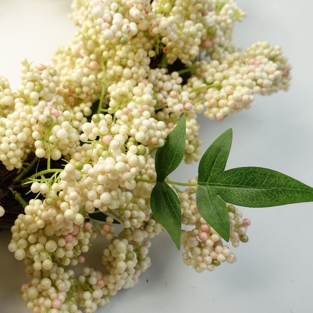 55cm Artificial Hanging White Berry Wreath