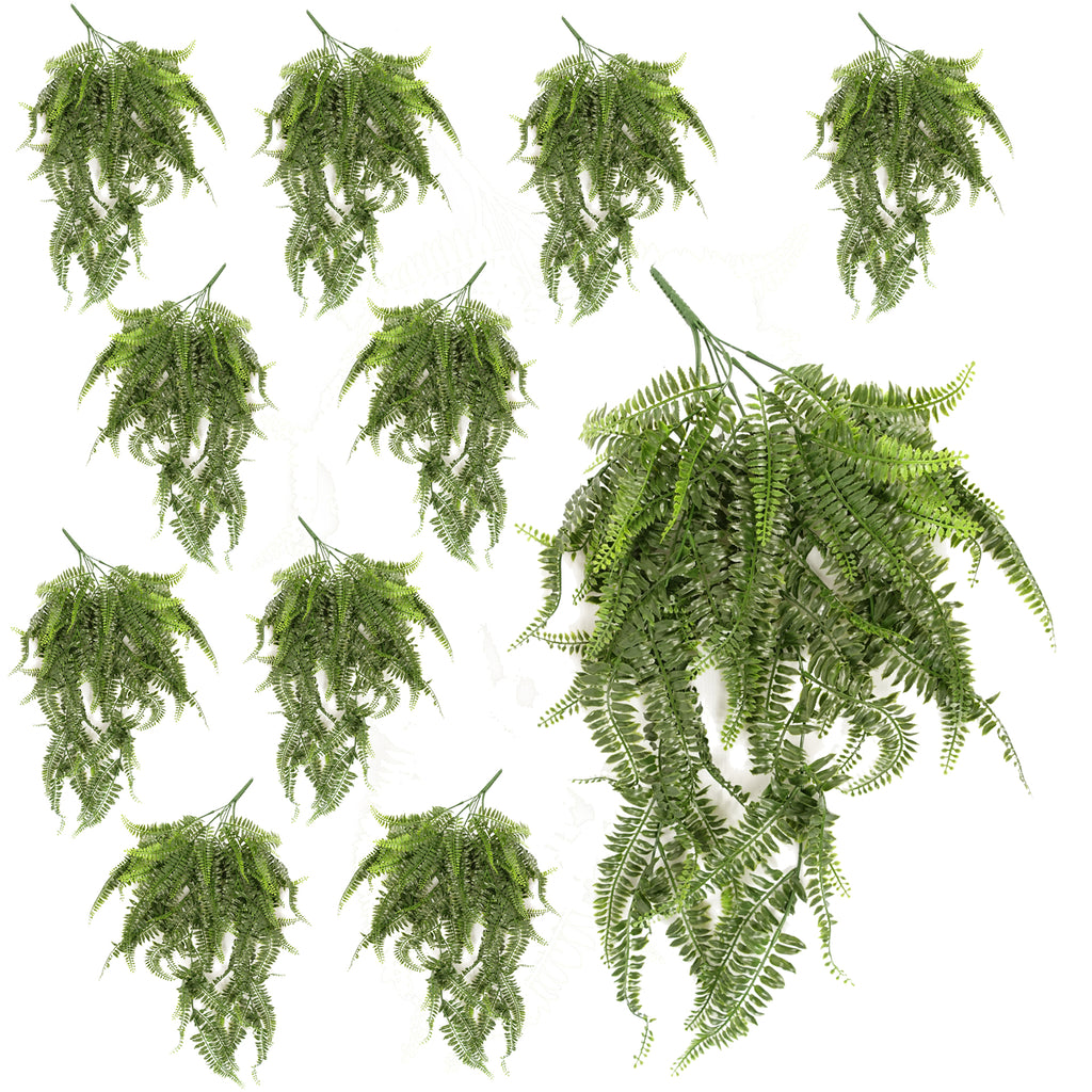 Pack of 12 x 70cm UV Resistant Artificial Boston Fern Bush