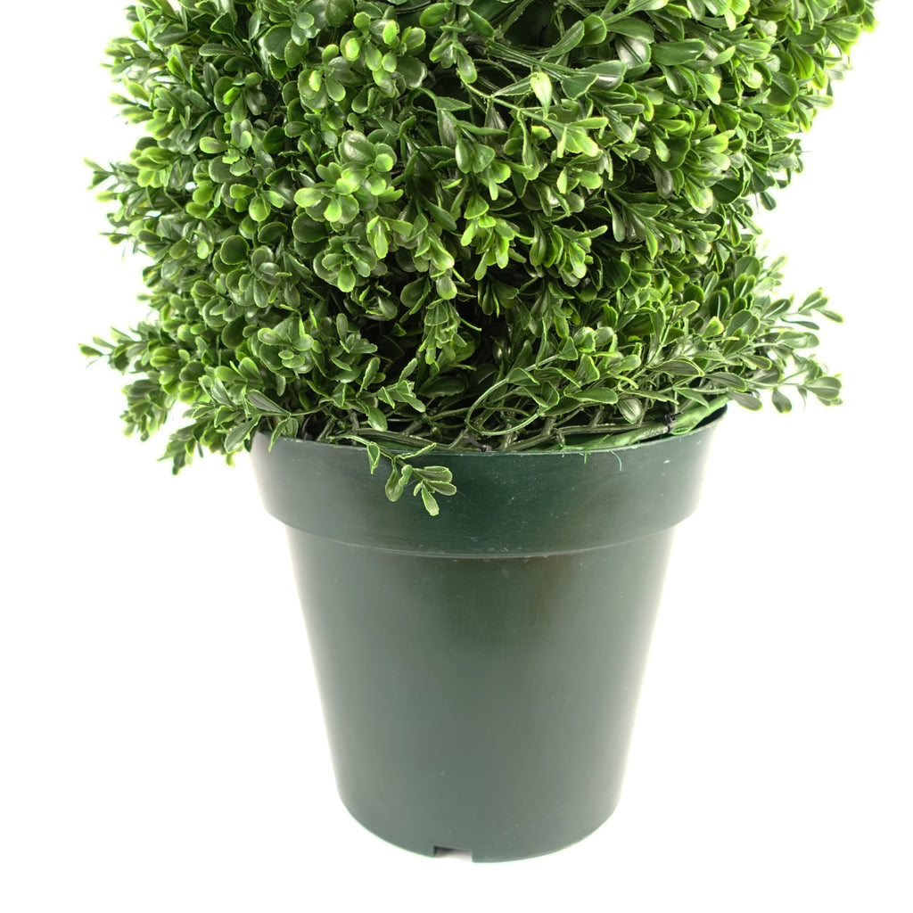 125cm Pair of UV Resistant Plastic New Boxwood Spiral Trees - 920 leaves