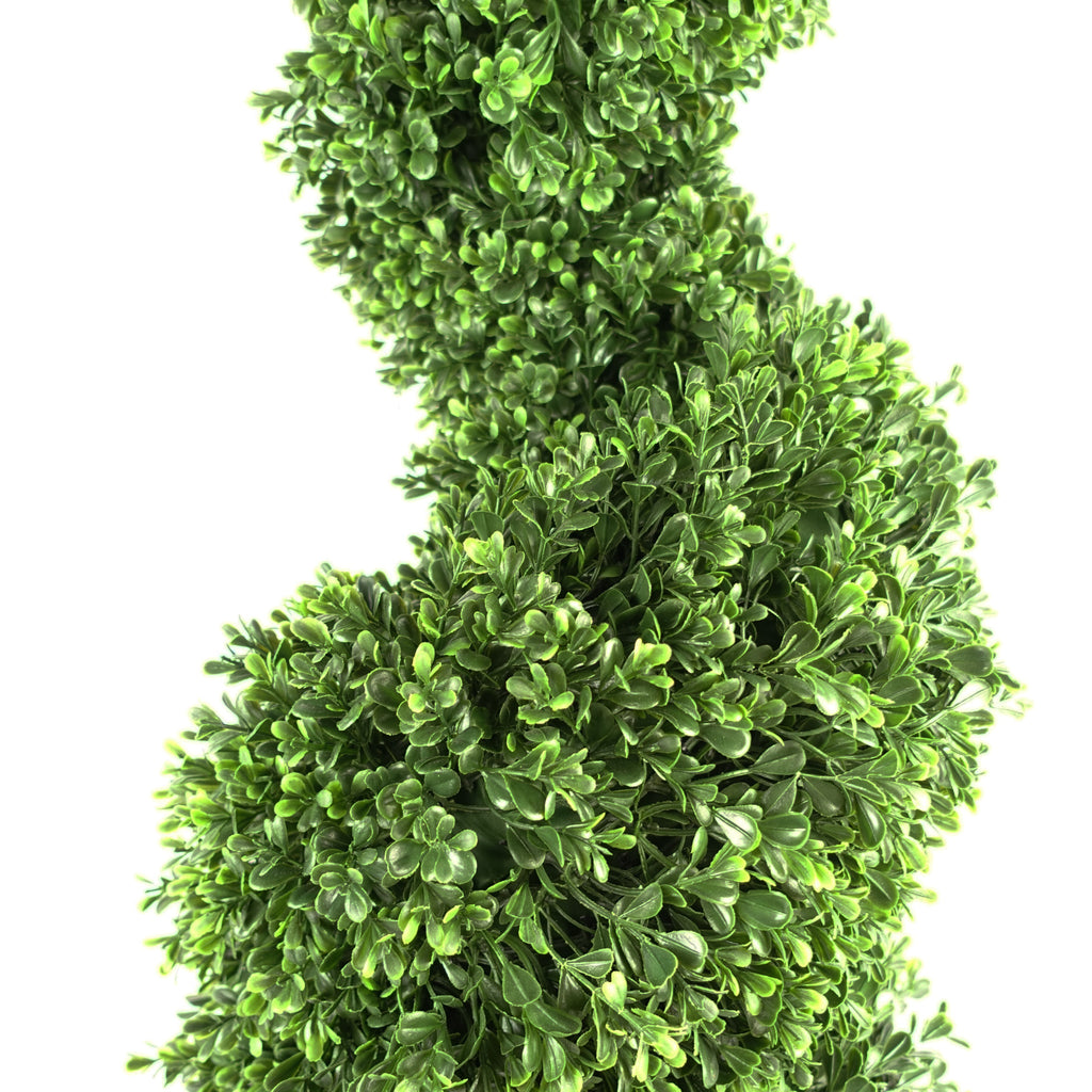 125cm Pair of UV Resistant Plastic New Boxwood Spiral Trees - 920 leaves