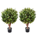 90cm Pair of UV Resistant Gloxinia Single Ball Topiary with 1608 Leaves and Natural Trunk