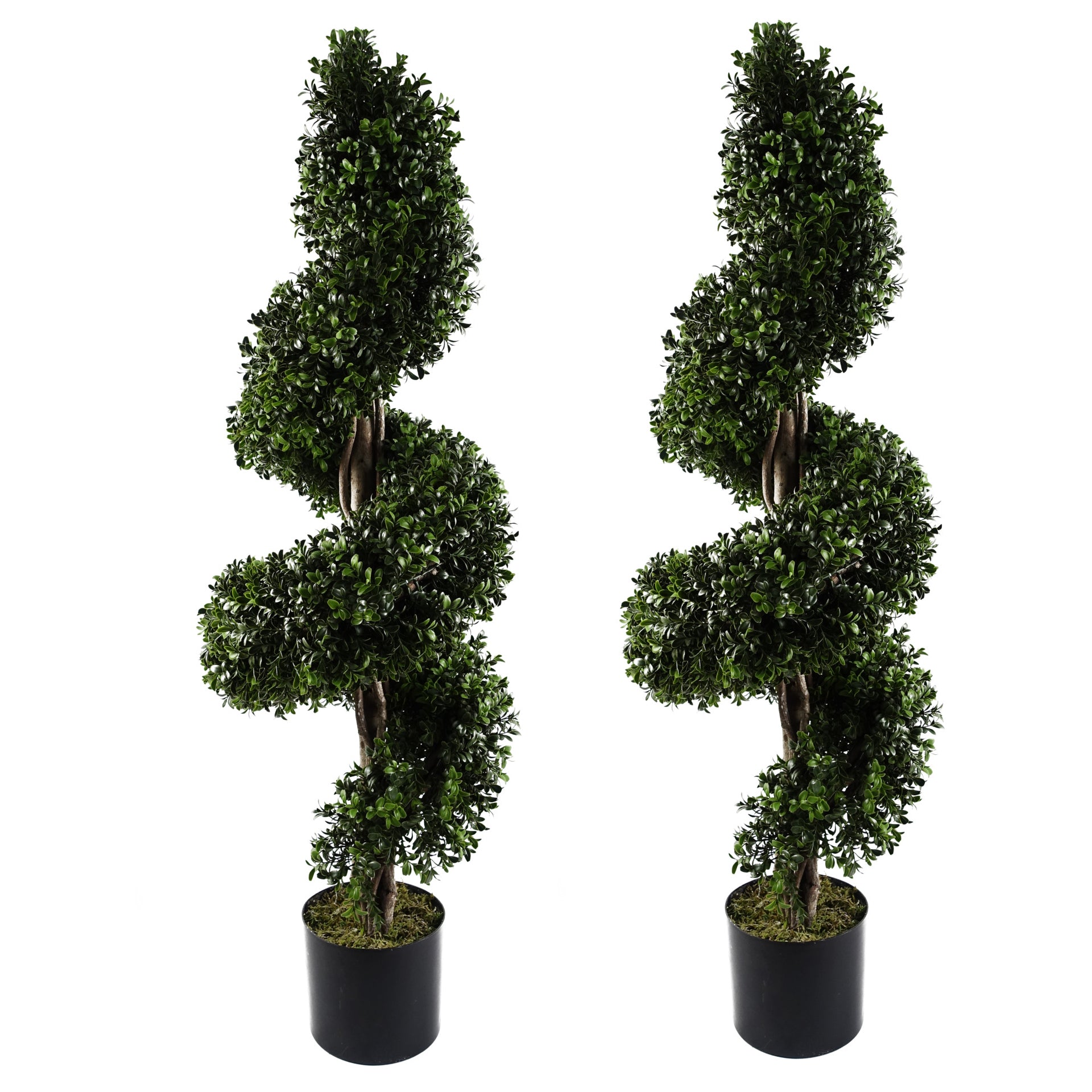 120cm Pair of Spiral Buxus Artificial Tree UV Resistant Outdoor Topiary