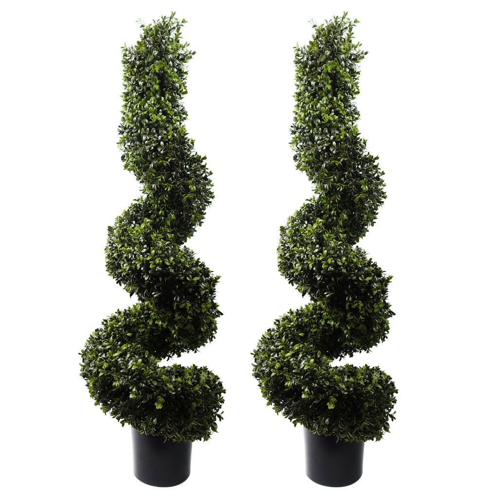 120cm Pair of Spiral Boxwood Artificial Tree UV Resistant Outdoor