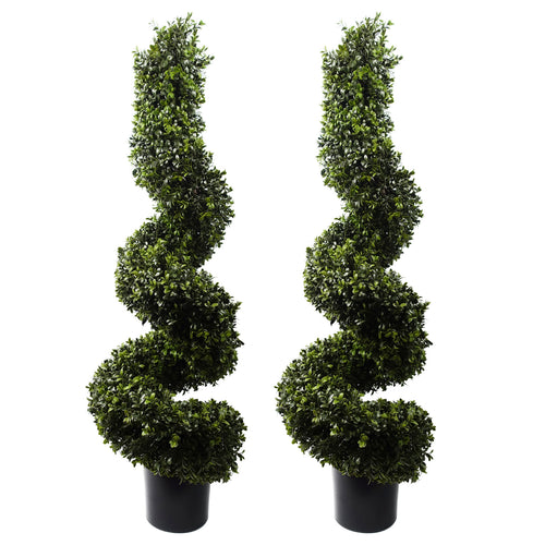 120cm Pair of Spiral Boxwood Artificial Tree UV Resistant Outdoor