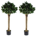 120cm Pair of Bay Trees Laurel UV Resistant Outdoor Topiary