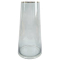 28cm Gold Rim Smoke Grey Glass Vase