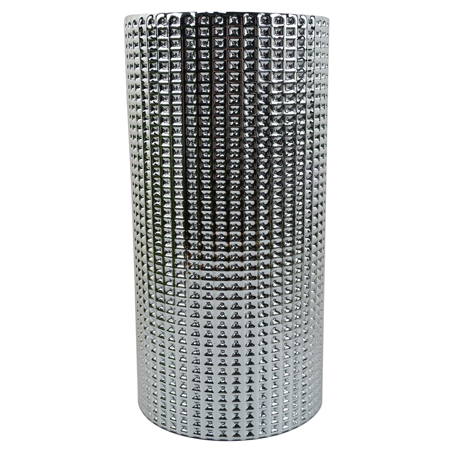 60cm Purple Wild Rose Arrangement Silver Glass Vase