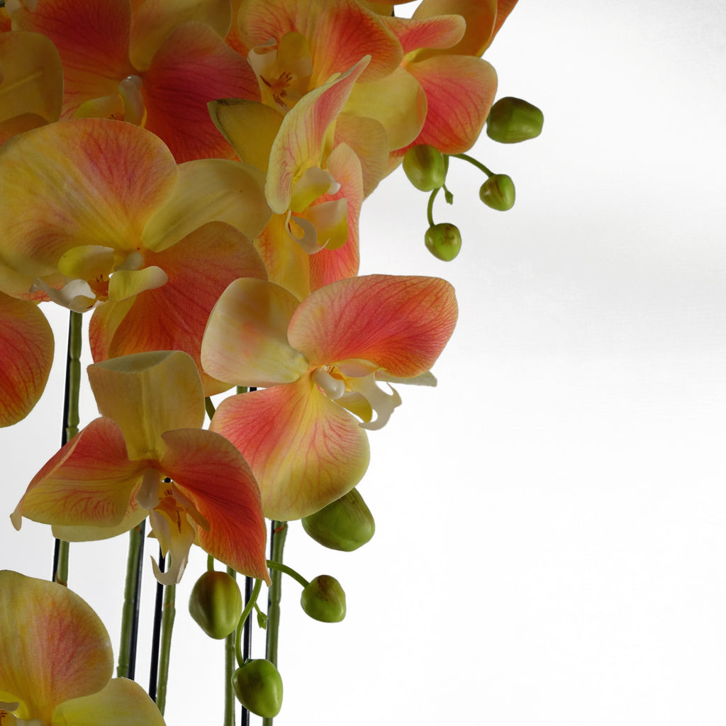 110cm Large Yellow Peach Orchid Plant - Artifcial - 41 REAL TOUCH flowers