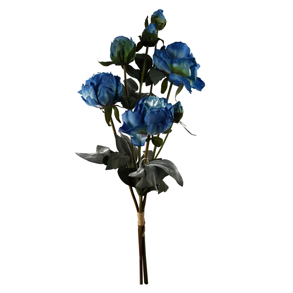 6 x 55cm Blue Peony Artificial Flower Stems