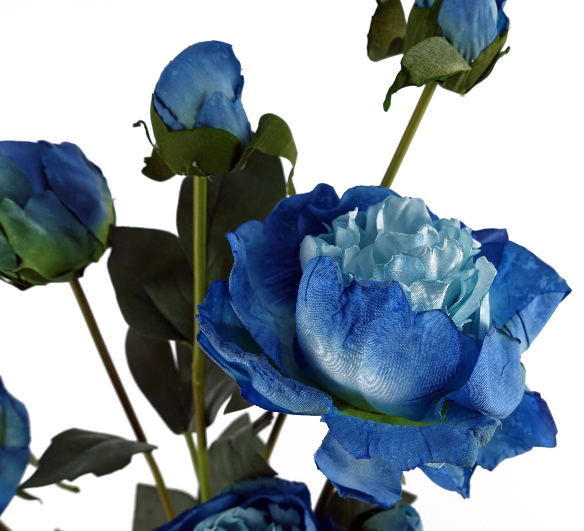 6 x 55cm Blue Peony Artificial Flower Stems