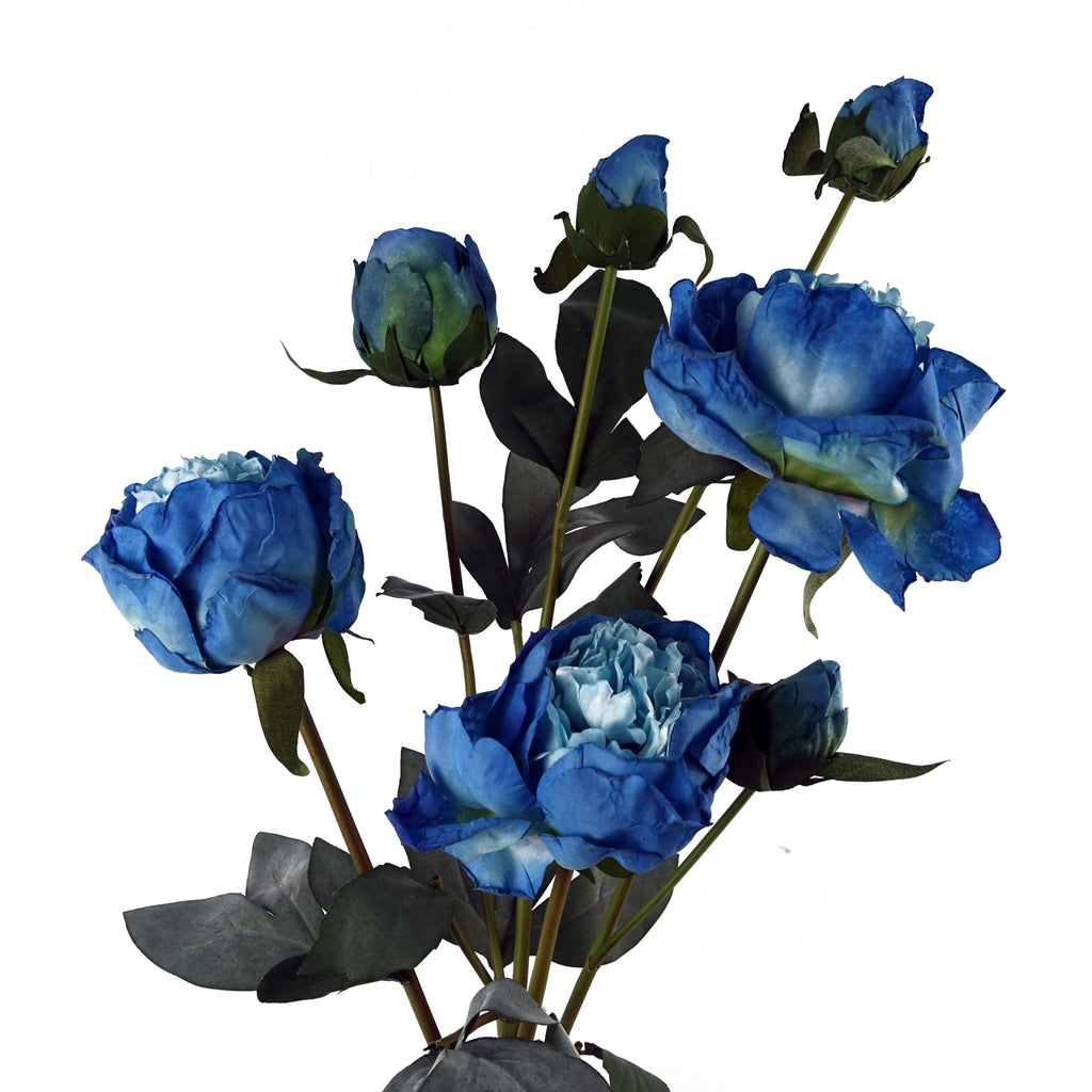 6 x 55cm Blue Peony Artificial Flower Stems