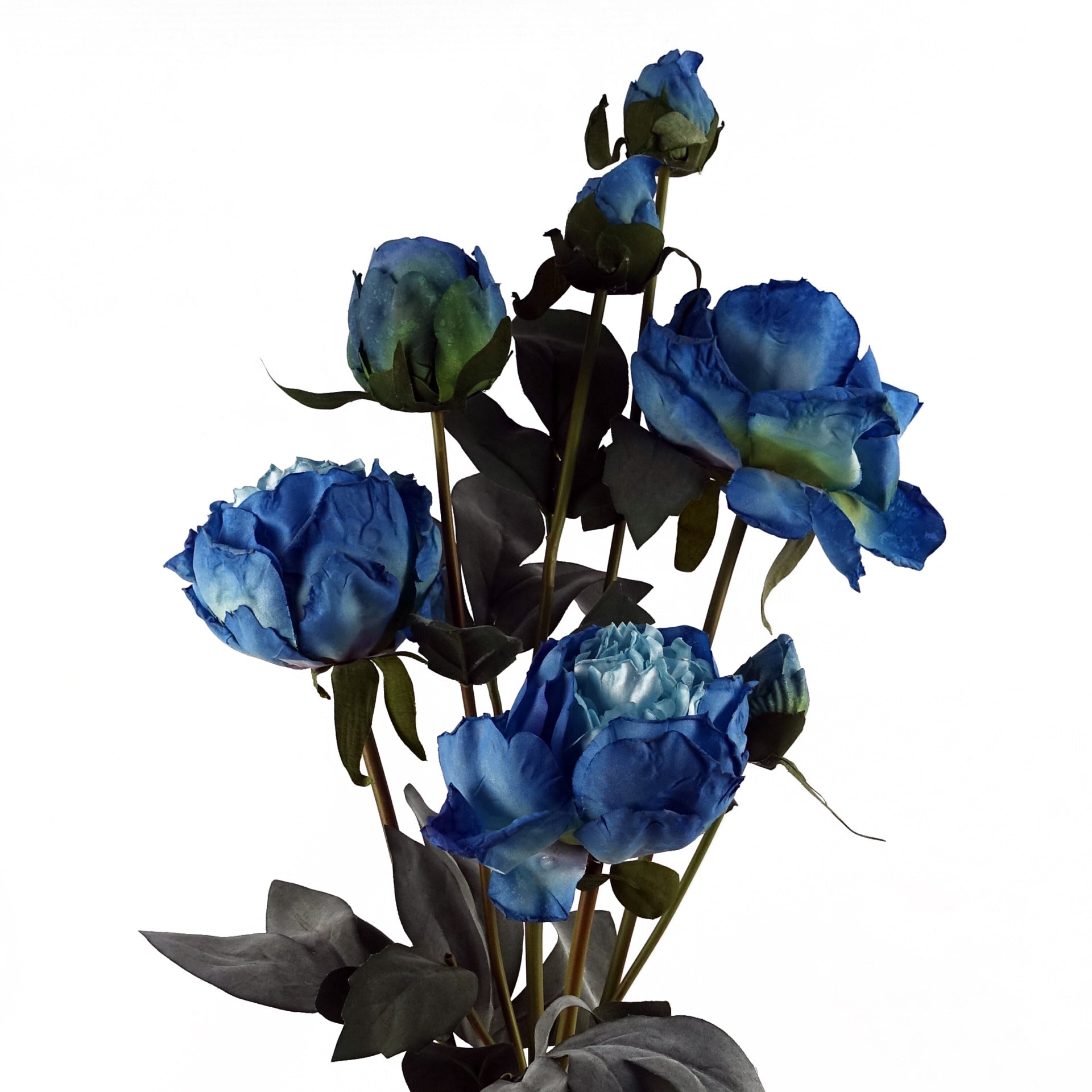 6 x 55cm Blue Peony Artificial Flower Stems