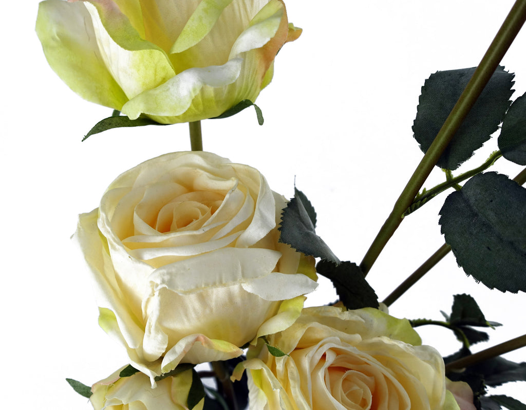 6 x 60cm Cream Rose Artificial Flower Sprays - 24 Flowers 18 Buds