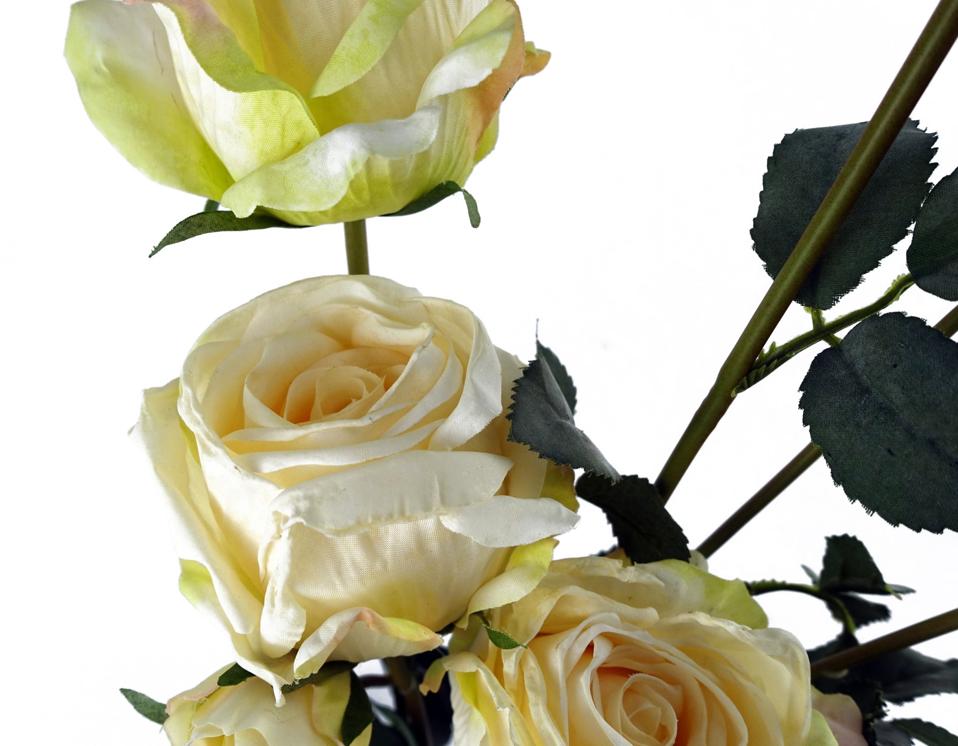 6 x 60cm Cream Rose Artificial Flower Sprays - 24 Flowers 18 Buds