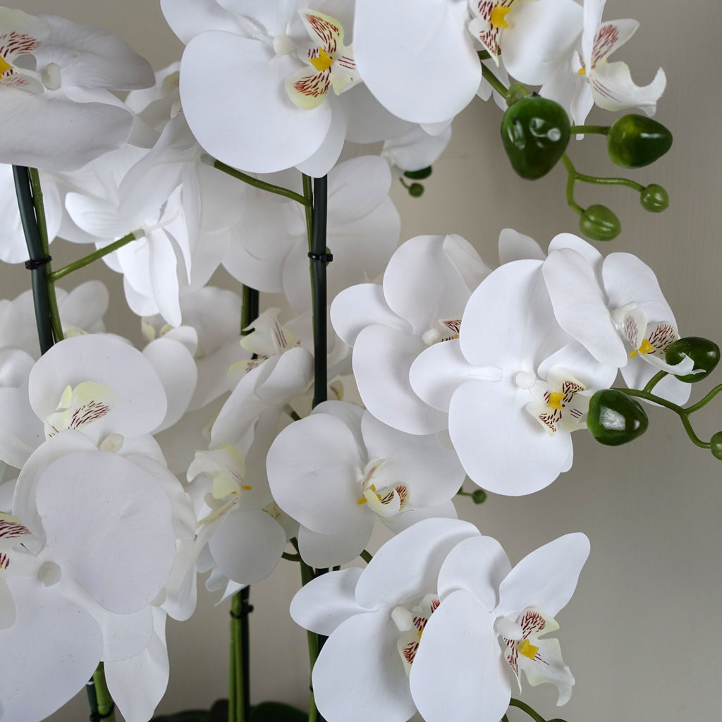 60cm Orchid Artificial  White - Gold Ceramic Planter