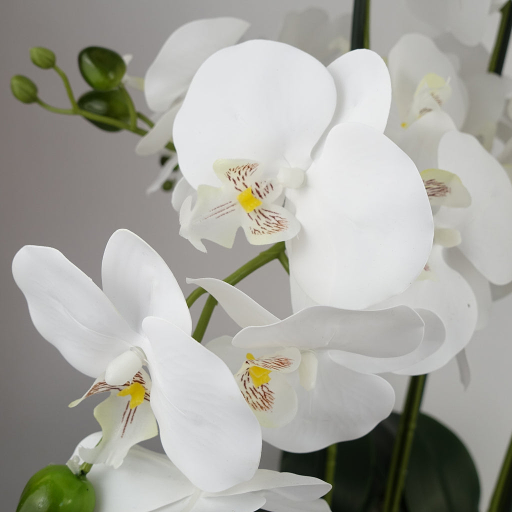 60cm Orchid Artificial White - Marble Effect  Ceramic Planter