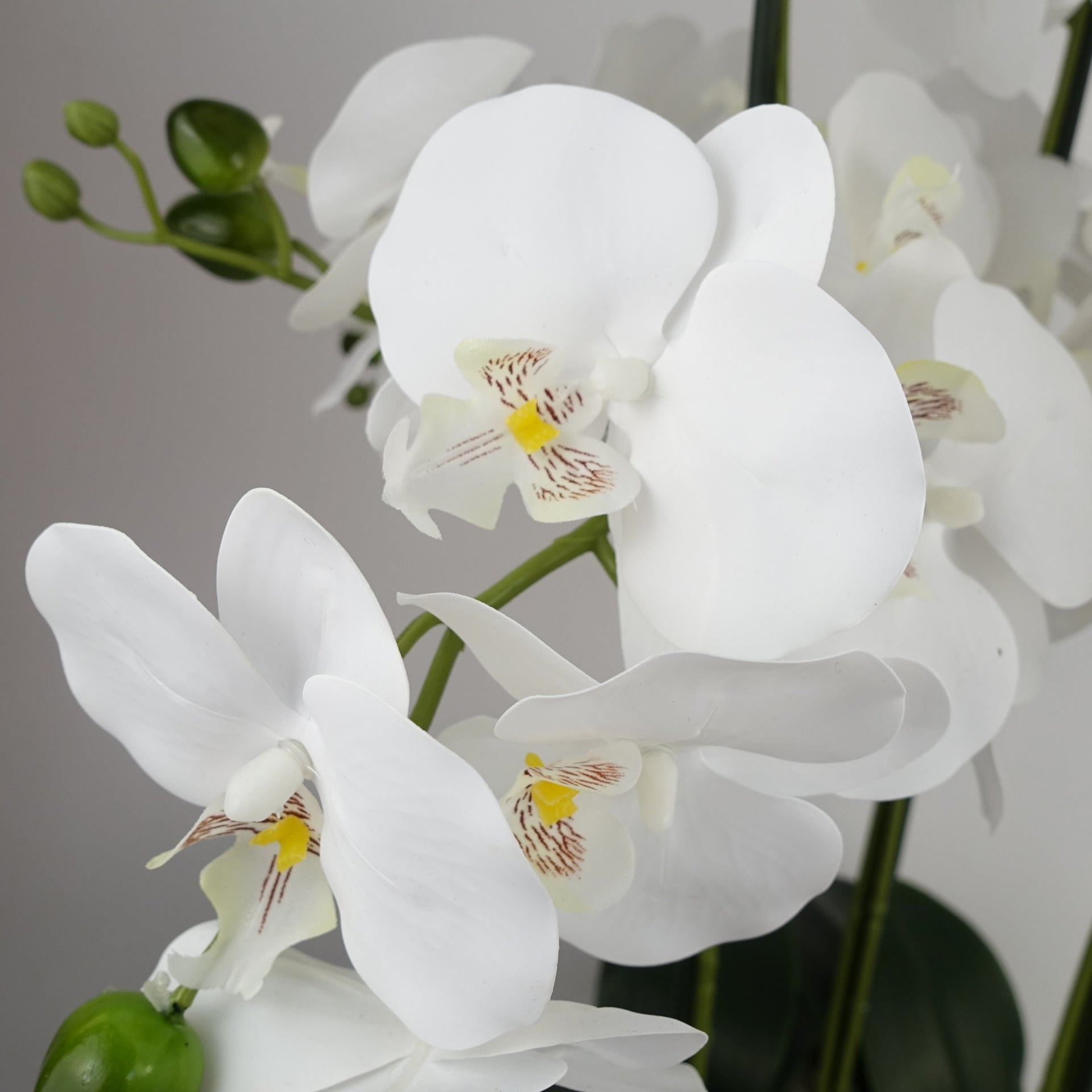 60cm Orchid Artificial White - Marble Effect  Ceramic Planter