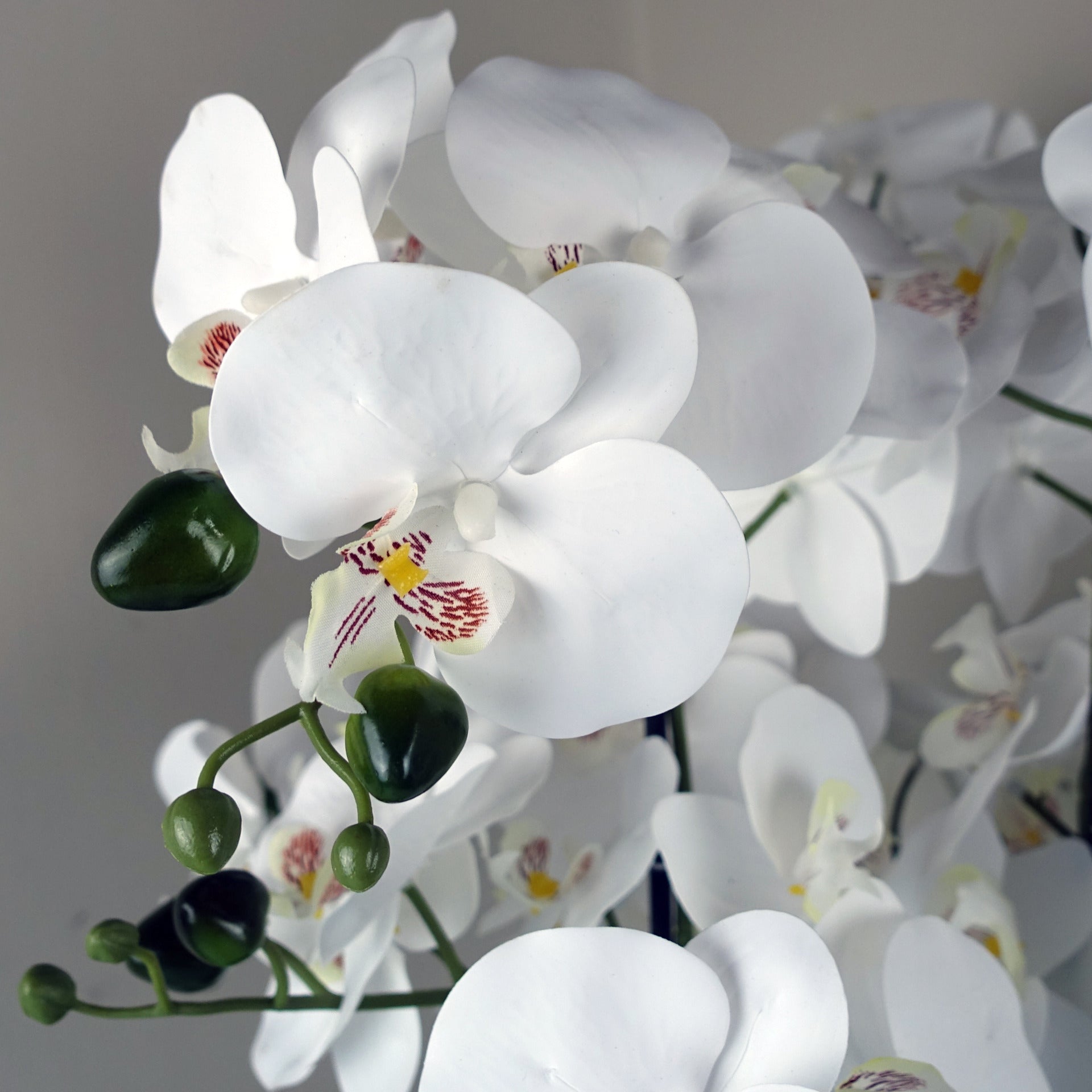 60cm Orchid Artificial White - Marble Effect  Ceramic Planter