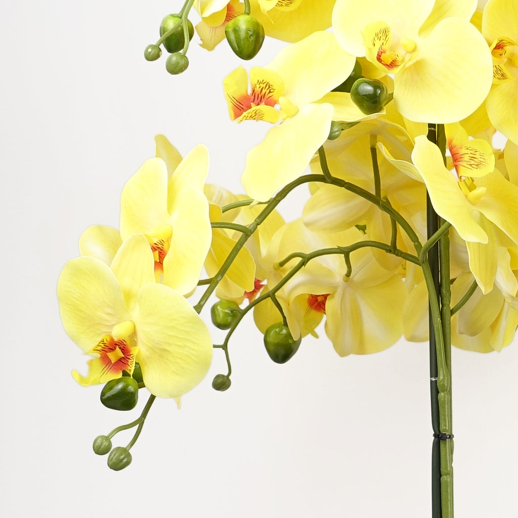 60cm Orchid Artificial Yellow - Black Ceramic Planter