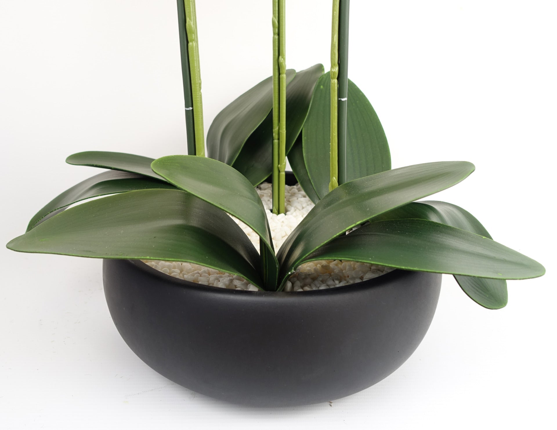 60cm Orchid Artificial Yellow - Black Ceramic Planter