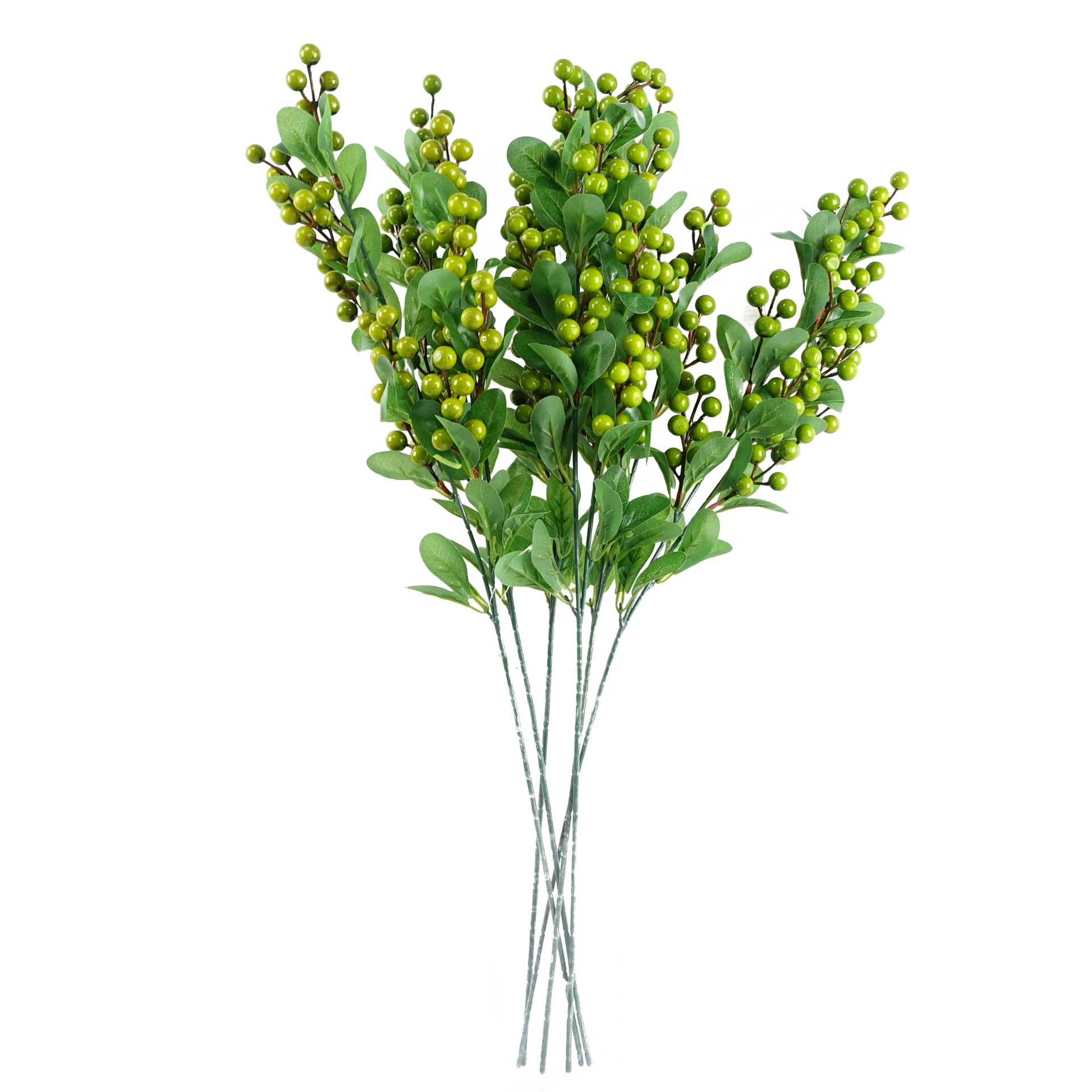 Pack of 6 x 70cm Artificial Green Berry Spray