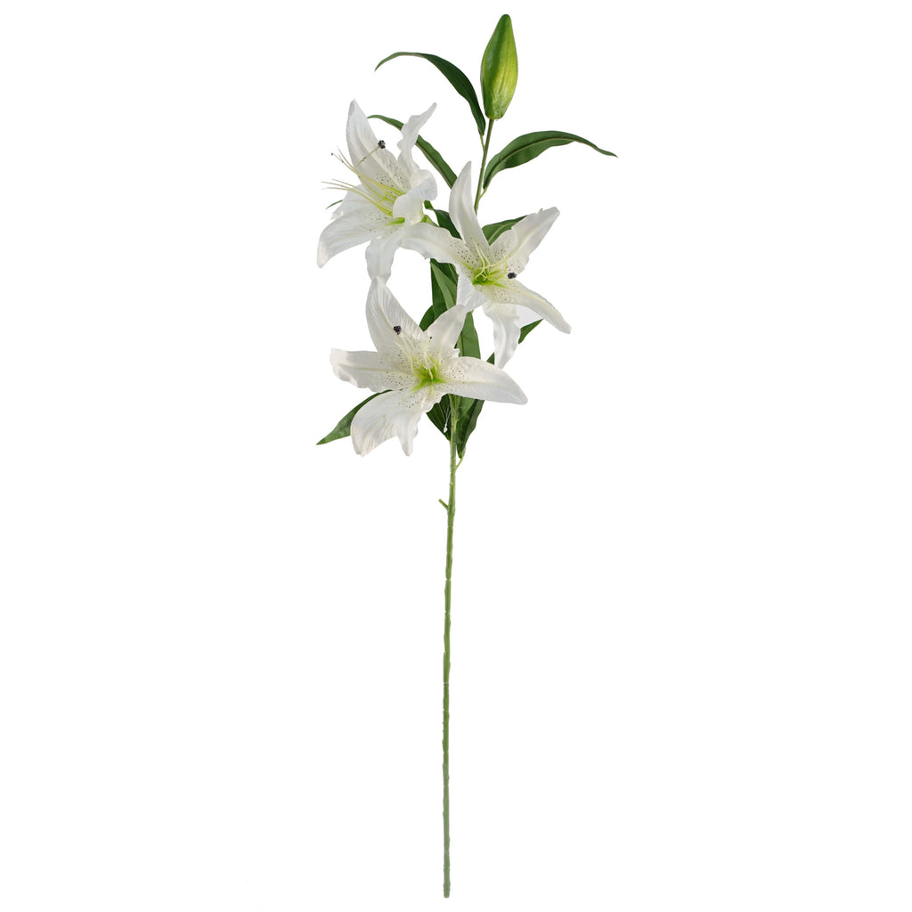 100cm Artificial Lily Palm Flowers Glass Ball Vase