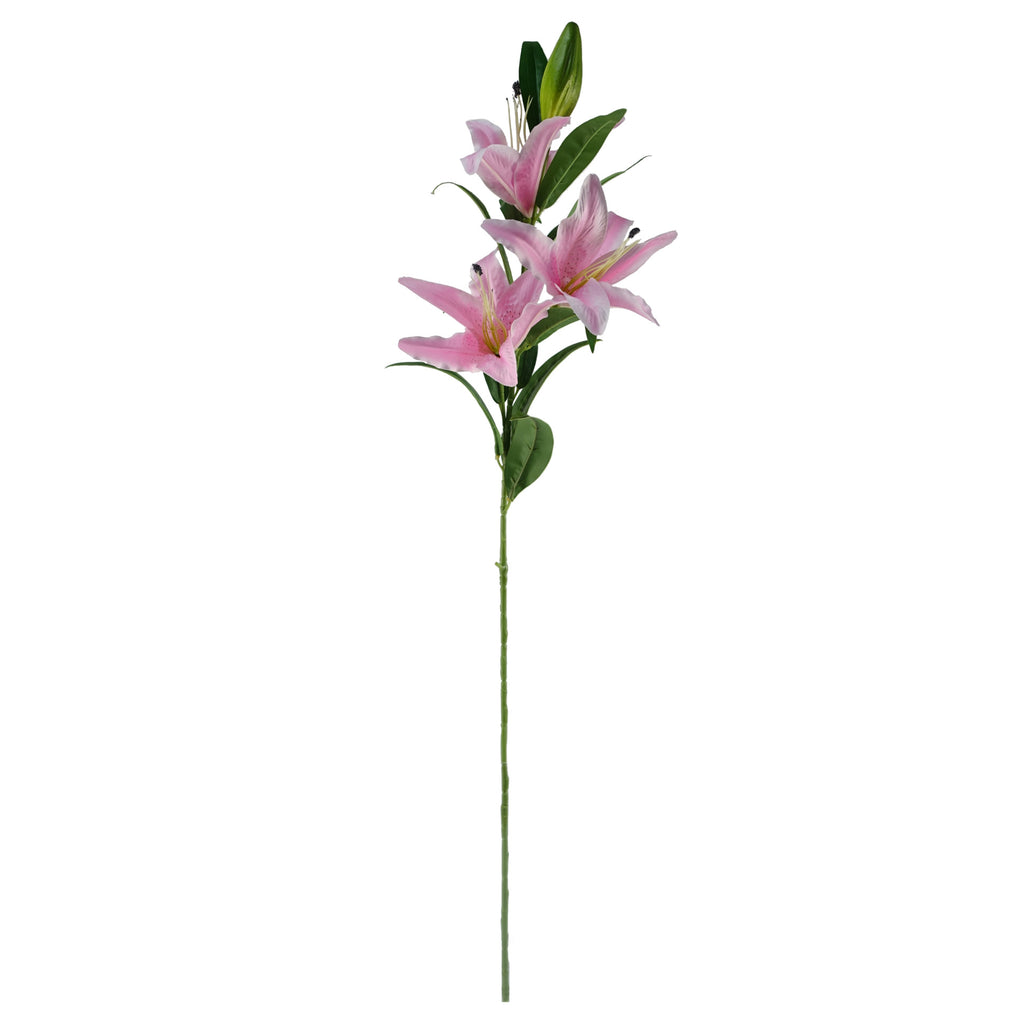 100cm Large Pink Lily Stem - 3 Flowers