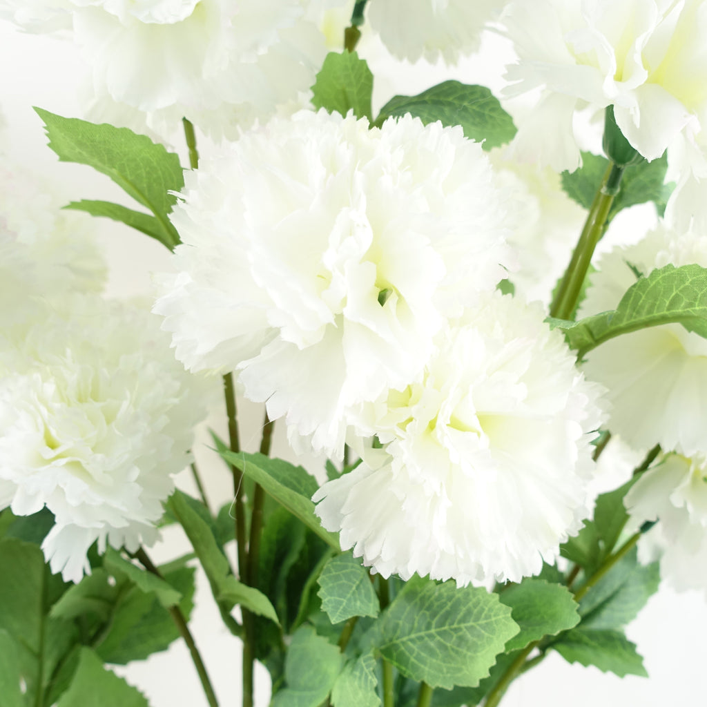 70cm White Artificial Carnation Stem - 4 Flowers